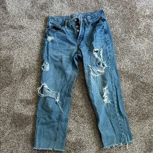 Distressed Blue Jeans